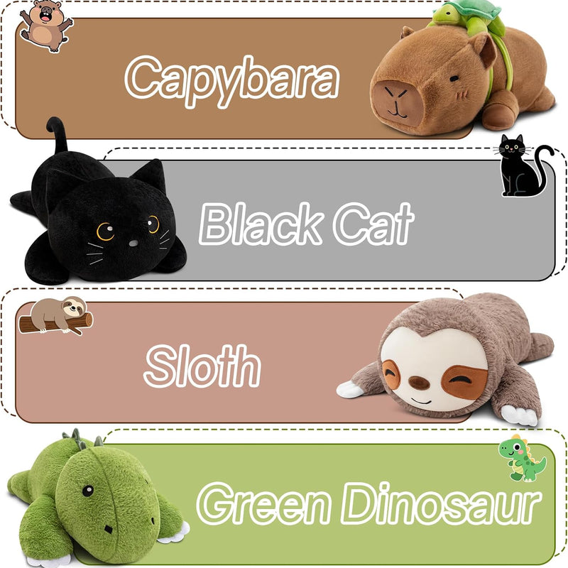 SQEQE Weighted Stuffed Animals Capybara Plush, Weighted Capybara Stuffed Animals with Turtle Backpack, Soft Pillow Toy for Kids Adults, Birthday Present & Valentines Gifts 9.8 Inch, 0.8 Lb