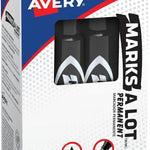 Avery Marks-A-Lot Regular Desk-Style Size Chisel Tip, 12 Black Permanent Markers are perfect for signs and posters (07888)