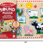Melissa & Doug Farm Animals Sound Wooden Puzzle for Toddlers with Light-Activated Sounds, Music Learning Toy Ages 2+