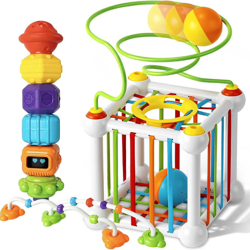 Montessori Sensory Cube Toy for Toddlers | 6 Shape Blocks for Learning, Developmental Birthday Gifts for 1-3 Years Old Baby