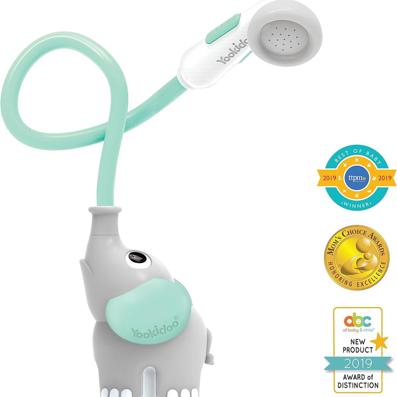 Yookidoo Baby Bath Shower Head with Elephant Water Pump for Newborns and Toddlers