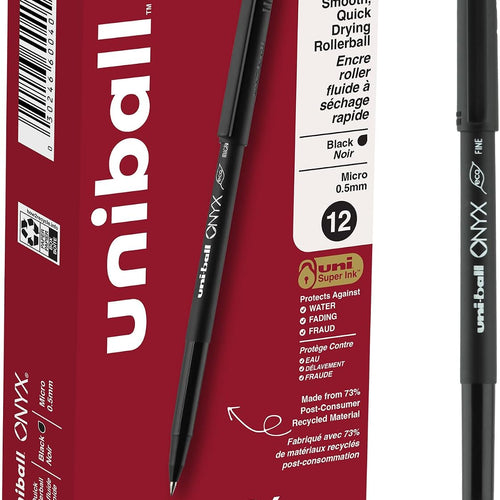 uniball Onyx Rollerball Pens, Micro Point (0.5mm), Black