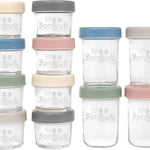 WeeSprout Glass Baby Food Storage Jars w/ Lids (4/8 oz, 12 Pack Set) Snack, Reusable Small Containers, Breast Milk, Fridge, Freezer, Microwave & Dishwasher Safe, Essential Must Have for Infants