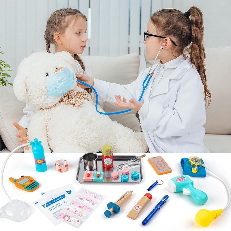 Doctor Kit for Kids, 34 Pcs Pretend Playset for Toddlers, Doctor kit for Toddlers 3-5, with Medical Bag, Stethoscope and Other Accessories, for Boys and Girls Fun Role Playing Game