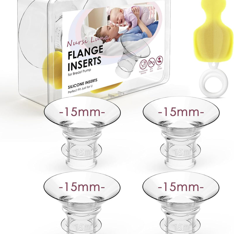Nursi Luna Flange Sizing Kit, Flange Inserts for 24mm Breast Pumps, 10PCS | 13/15/17/19/21mm, Includes Nipple Sizer for Flanges to Find the Right Fit, Soft Silicone for Comfortable & Efficient Pumping