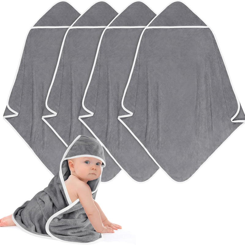 Hooded Towel for Newborn, 2 Pack Soft Coral Fleece Baby Towels | Ultra Absorbent Bath Cloths Bulk for Infants, Toddlers, Newborn Essential- 30 x 30 inch - Grey & Blue