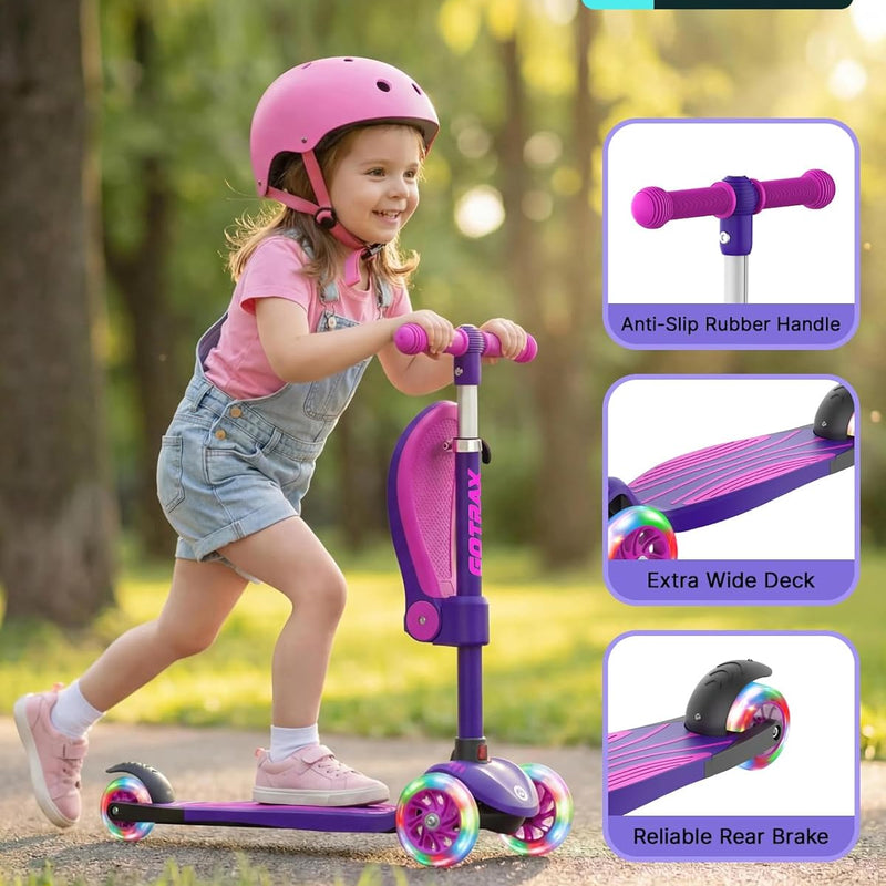 Gotrax KS3 Kids Kick Scooter with LED Lighted Wheels and Adjustable Height Handlebars