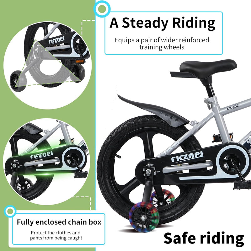 High-quality 16-18 inch steel frame kids bike with training wheels and adjustable seat for growing kids