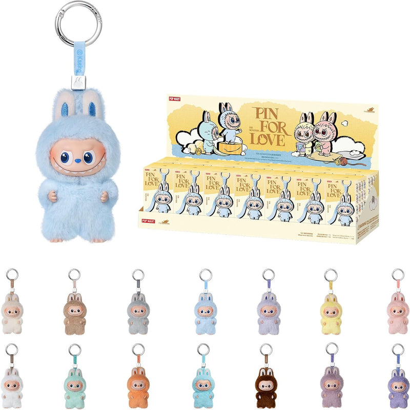 POP MART THE Monster Pin for Love Series (N-Z) Mini Labubu Doll Blind Box Mytery Box Keychain – Vinyl Plush Pendant, Bag Charms, Collectible Holiday & Birthday Gift for Kids & Adults, Single Box