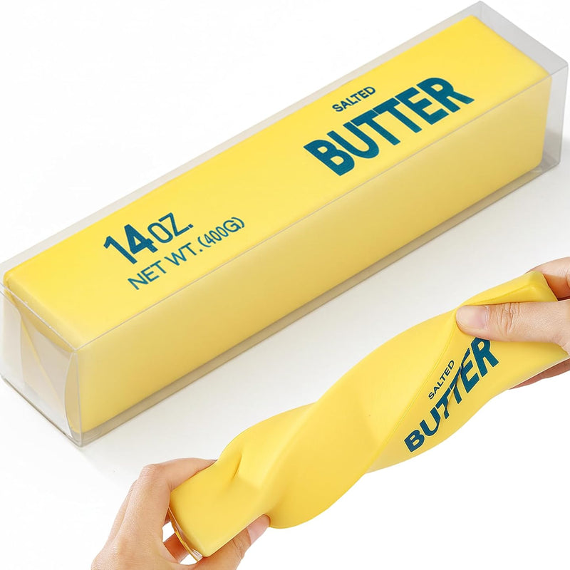 Butter Squishy Slow Rising Squeeze Toy, Soft Stretchy Butter Stick Squishies, Sensory Fidget Toy for Stress & Anxiety Relief, Desk Decor, Party Favor Birthday Gift for Teens & Adults (Yellow)