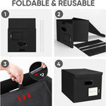 BALEINE File Organizer Box with Lid, Collapsible File Folder Organizer with Plastic Slide, Hanging File Folder Box for Office Document Storage (1 Pack, Black)