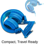 noot products K11 Kids Headphones Wired 3.5mm Jack Tangle-Free Skyline Blue | 5ft Long Cord, Foldable, Plug in On-Ear Headset for iPad, Amazon Kindle Fire, Boys, Girls, School, Laptop Travel Plane Tablet
