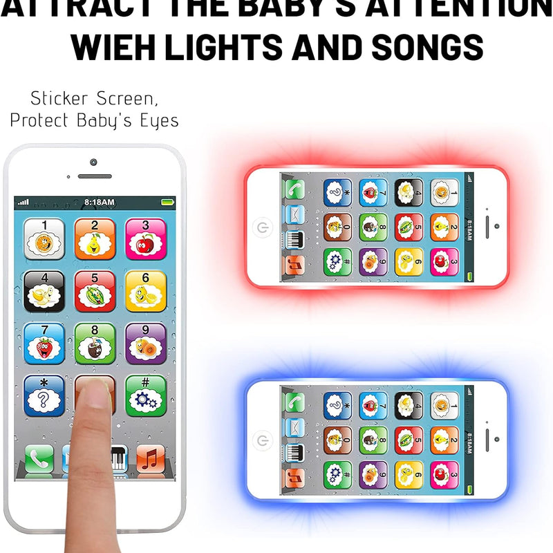 Wolmund Toy Learning Play Cell Phone with 8 Functions and Dazzling Lights for Toddler and Baby