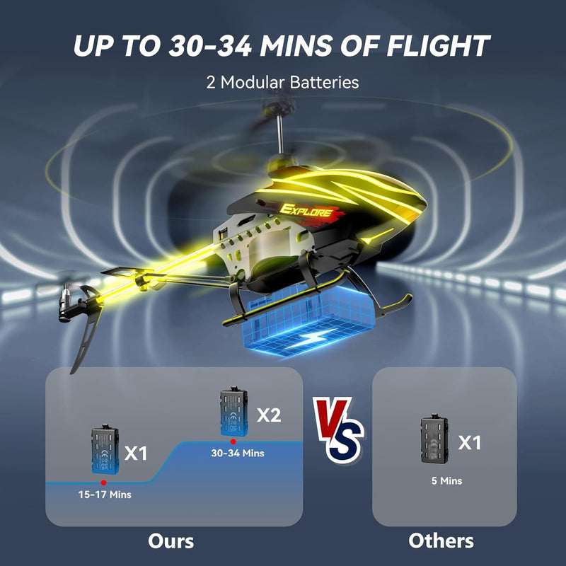 BUSSGO RC Helicopter with 30Mins Flight, 7+1 LED Light Modes, Altitude Hold, RC Toys for Boys and Girls