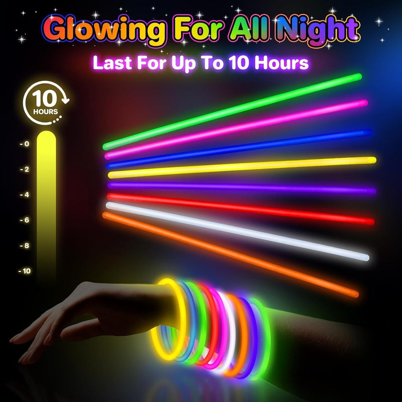 springflower 100pc glow sticks bulk party favors, 8" glow in the dark party supplies, kids or adult party accessories