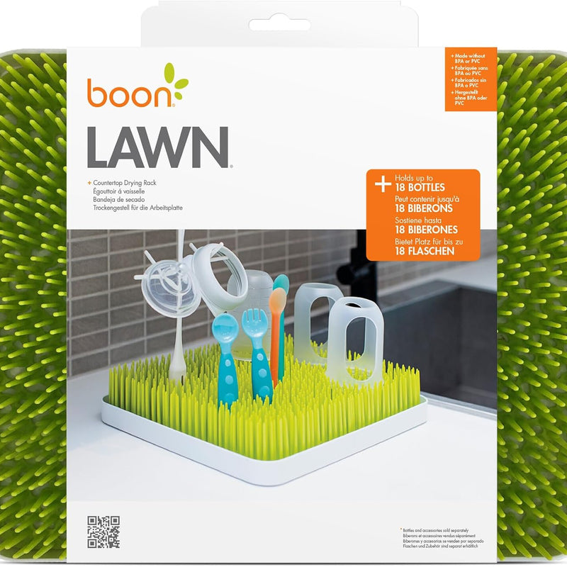 Boon Lawn Countertop Baby Bottle Drying Rack with Antimicrobial Tray - Spring Green - Bottle Rack and Organizer - Baby Feeding Essentials - 13.5 x 11 x 2.5 - 1 Count