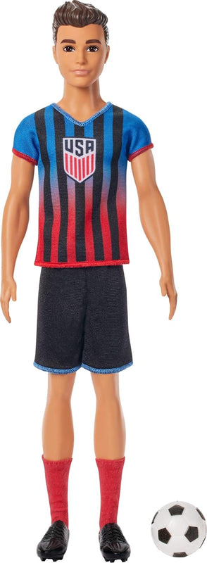 Barbie Careers USSF Soccer Fashion Ken Doll Dressed in Removable Sport-Themed Outfit & Shoes with Accessories