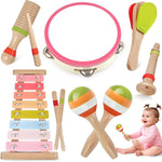 Montessori Wooden Toys: Toddler Musical Instruments Set with Boho Xylophone, Safe for Kids 3+