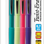 Pentel Twist-Erase III Mechanical Pencil, (0.7mm), Medium Line, Assorted Fashion Color Barrels, Pack of 4 (QE517FBP4M)