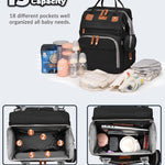Baby Diaper Bag with Changing Station, Waterproof Diaper Bag Backpack for Moms Dads with USB Charging Port, Baby Shower Gifts, Baby essentials, Black
