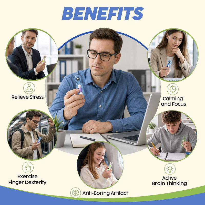 Fidget Toys Adults Stress Relief: 4 Pack Quiet Desk Fidget Clicker for ADHD Focus & Stress Relief, Sensory Desk Toy for Office, Meetings, Work, Travel