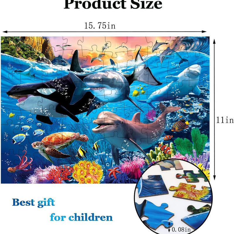 Puzzles for Kids Ages 4-8 Year Old - Underwater World,100 Piece Jigsaw Puzzle for Adults Toddler Children Learning Educational Puzzles Toys for Boys and Girls.