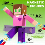 magneverse 20 magnetic action figures 360 degree rotating arms magnetic building blocks toy set for kids 6+ years