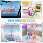 xonteus 4 pcs pop tubes giraffe toys, telescopic suction cup sensory fidget toys for kids, travel friendly entertainment essentials