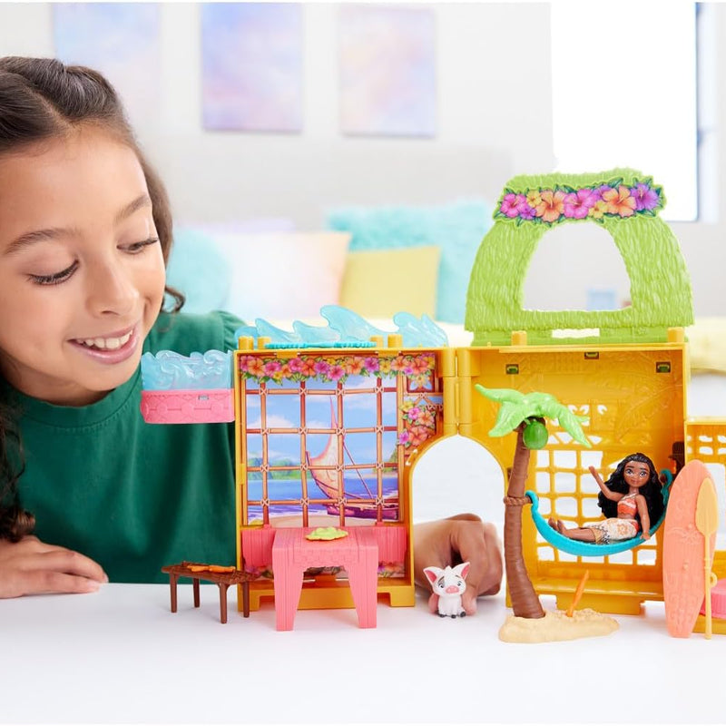 Mattel Disney Princess Toys, Moana Storytime Stackers Doll House with Moana Small Doll, 1 Animal Friend & 9 Accessories, Inspired by Disney Movie