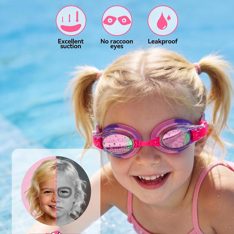 Aegend 2 Pack Kids Goggles, Swimming Goggles for Kids Age 4-16 Boys and Girls Youth, Anti-Fog Waterproof Anti-UV Pool Goggles