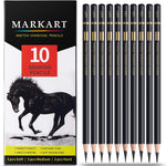 MARKART Professional White Charcoal Pencils Set, 5 Pieces Sketch Highlight Charcoal Pencils for Drawing, Sketching, Shading, Blending, White Chalk Pencils for Beginners & Artists