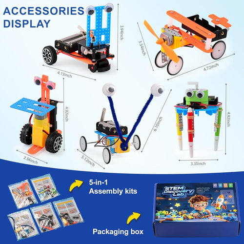 STEM Kit for Kids Ages 6-13, Robot Building Science Kit with 5 Robots to Build, DIY STEM Gift Toy