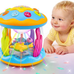 Baby Girl Toys Tummy Time Musical Light Up Ocean Rotating Projector Gifts | Infant Aquarium Crawling Walking Learning Toys Newborn Must Have Babies Girls First Birthday Shower Gifts