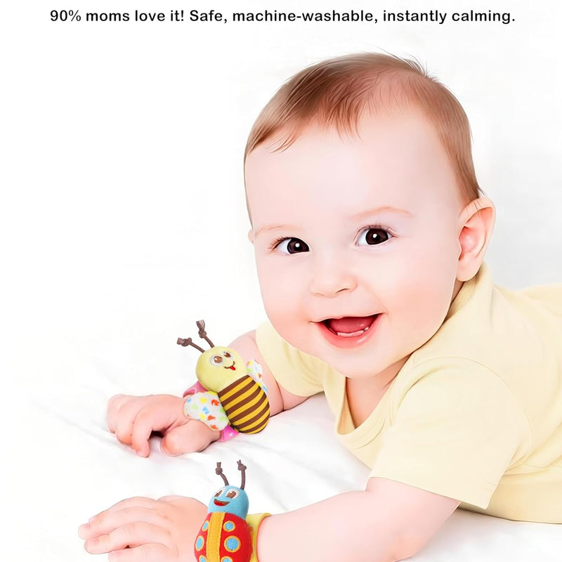 Bloobloomax Wrist Rattle Socks and Foot Finder Set for Baby Boys and Girls 0-36 Months