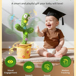Adjustable Volume Dancing Talking Cactus Baby Toy for 0-6 Months, 4-Level Volume Control, 120 English Songs