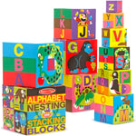 Melissa & Doug Deluxe 10-Piece Alphabet Nesting and Stacking Blocks - FSC Certified