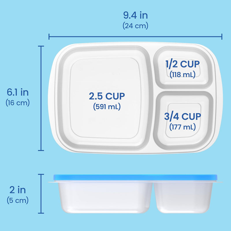 Bentgo Easyboxes - Original Stackable Lunch Boxes - Reusable 3-Compartment Food Containers for Kids and Adults - Bento Lunch Box for Meal Prep, School, & Work - BPA Free, Set of 4 (Classic)