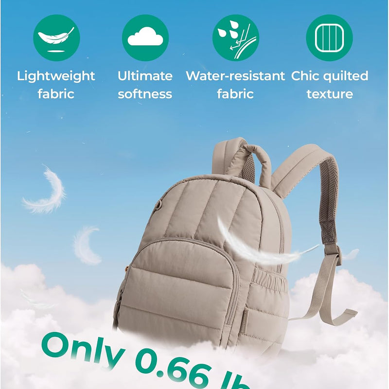 BAGSMART Mini Backpack for Women, Lightweight Puffer Backpack Purse, Quilted Casual Daypack, Water-Resistant Bookbag | Quilted Casual Daypack, Water-Resistant Bookbag for Daily, with Anti-theft Pocket, work