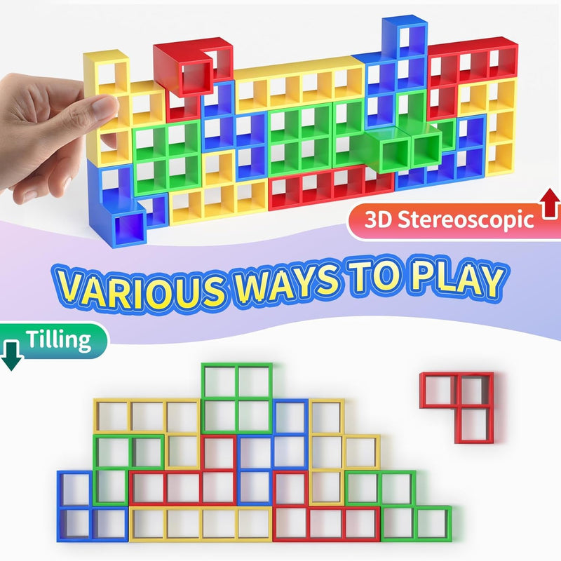 Ziogogco balance stacking blocks game, 48 pieces, ABS material, 4 colors, family and party gift for kids or adults