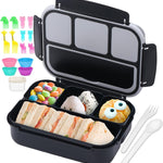 QQKO Bento Lunch Box for Kids Girls Boys, Toddler Kids Lunch Boxes for School, Lunch Containers for Adults with 4 Compartments, Sauce Container, Utensils, Food Picks and Muffin Cups, Purple