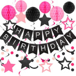 Vibrant Birthday Decorations: Happy Birthday Banner, Honeycomb Balls, Hanging Swirls, Garland for Men, Women, Boys, Girls
