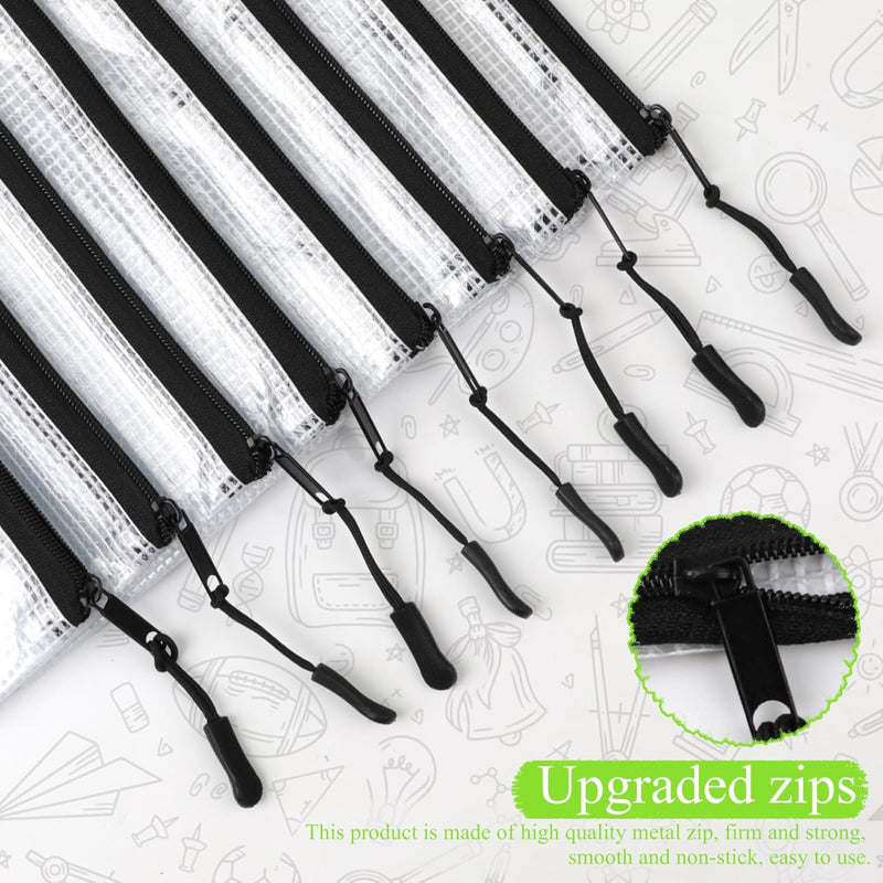 YOPCDJ 24 Pack Mesh Zipper Pouch Bags Small, Zipper Pencil Pouches, 9.2 x 4.7 in Clear Pencil Pouch Bulk, Pencil Bags with Zipper for Travel Storage, Black