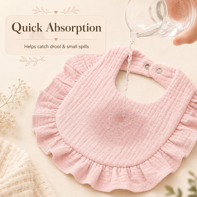 Baby Muslin Bibs,6 Pcs Drool Bandana Bibs for Baby Girl Drooling and Teething,Soft and Absorbent Cotton for Newborn
