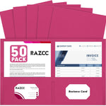 Two Pocket Folders, RAZCC 50 Pack 2 Pocket Folders Fit Letter Size Paper, Paper Folders with Pockets for School Office Business Home, Black