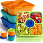 Bento Snack Box Containers for Adults Kids, 4 Pack Lunchable Meal Prep Containers Reusable, Stackable Bento Lunch Box, Food Storage Prep Containers with Lids and 4 Sauce Cups, Pastel Color, Clear Lid