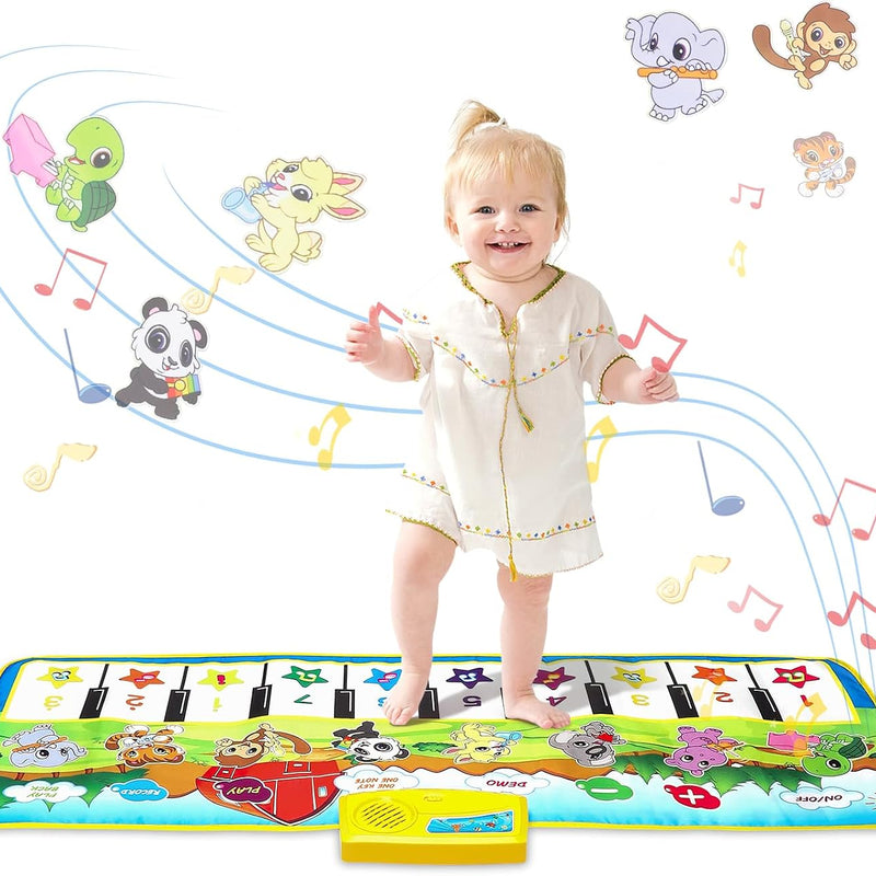 M SANMERSEN Floor Piano Mat, Toddler Toys Musical Mat, Keyboard Floor Play mat 39.5" Electronic Music Animal Touch Play Blanket Funny Xmas Gift Toy for 1 2 3 Year Old
