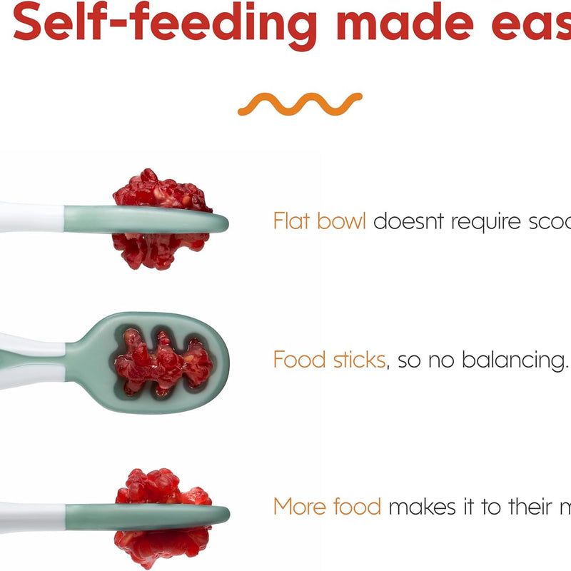 NumNum Baby Spoons Self Feeding 6 Months, 6-Pack Rainbow | First Stage Silicone Pre Spoon Utensils For Baby Led Weaning, BPA Free Baby Feeding Essentials, Dishwasher Safe