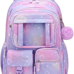 PIG PIG GIRL Kids Backpack for Girls - School Bags for Middle School Students - Book Bag for Elementary Primary - Kawaii Ita Backpack - Purple