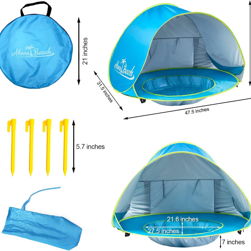 Baby Beach Tent Pop Up Portable Shade Pool UV Protection Sun Shelter for Infant