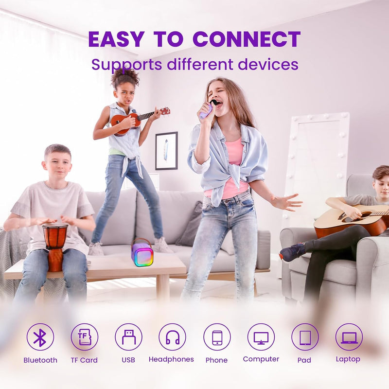 IROO Mini Karaoke Machine for Kids with Wireless Mics and Colorful Lights, Bluetooth 5.3, Ages 4+ Years Old